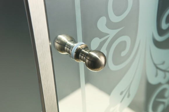 Душевой уголок Cezares Giubileo 90х90 GIUBILEO-A-2-90-SCORREVOLE-CP-G профиль Золото стекло прозрачное с рисунком