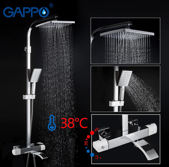 Душевая система Gappo G07 G2407-50 с термостатом Белая Хром