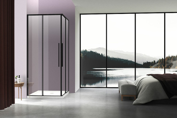 Душевой уголок Vincea Slim-N 100x90 VSS-4SN9010CLB профиль Черный стекло прозрачное