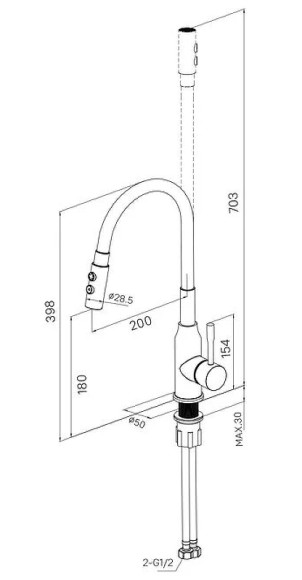 Смеситель для кухни Milardo Meal M01SB2FM05 Хром
