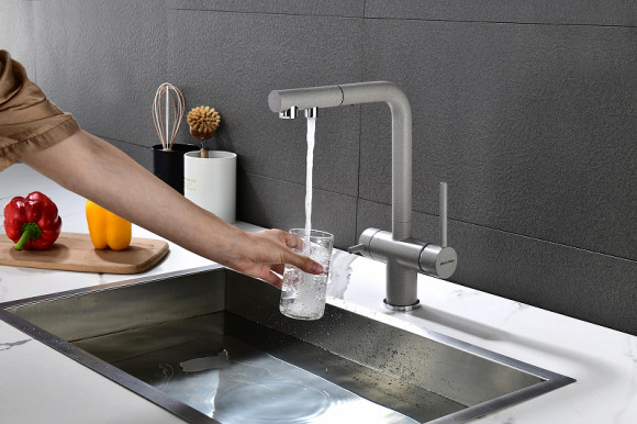 Смеситель для кухни Paulmark Serpentine Se213222-DG Графит Смеситель для кухни Paulmark Serpentine Se213222-DG Графит