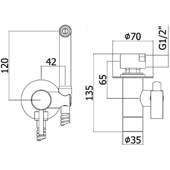 Гигиенический душ со смесителем Webert Pegaso PE870303010 Золото