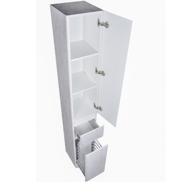 Шкаф пенал Style Line Атлантика 30 Люкс Plus СС-00002277 с бельевой корзиной Бетон крем Шкаф пенал Style Line Атлантика 30 Люкс Plus СС-00002277 с бельевой корзиной Бетон крем