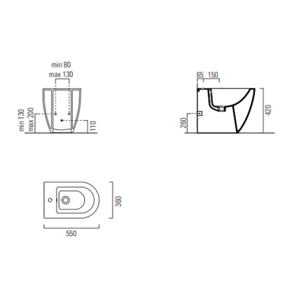 Биде GSI Pura 8872111 приставное Белое