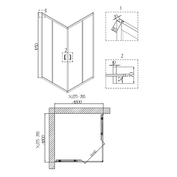 Душевой уголок Niagara Nova 80х80 NG-6688-08 профиль Хром стекло прозрачное Душевой уголок Niagara Nova 80х80 NG-6688-08 профиль Хром стекло прозрачное