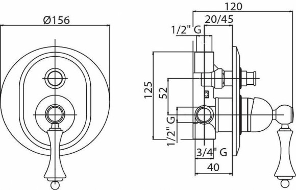 Смеситель для душа Cezares Margot MARGOT-VDIM-01-Bi Хром