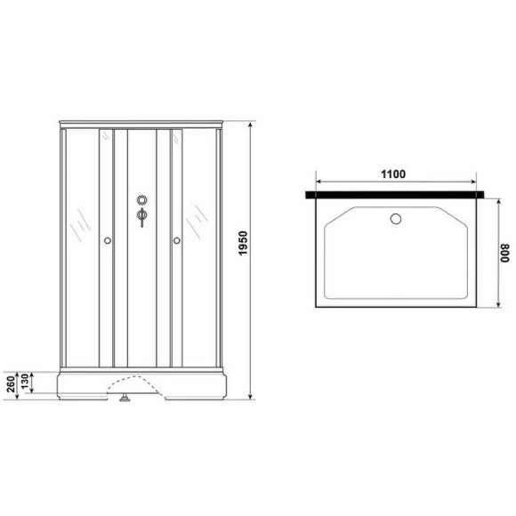 Душевая кабина Niagara Promo 110x80 P110/80/26Q/MT/BK без гидромассажа Душевая кабина Niagara Promo 110x80 P110/80/26Q/MT/BK без гидромассажа