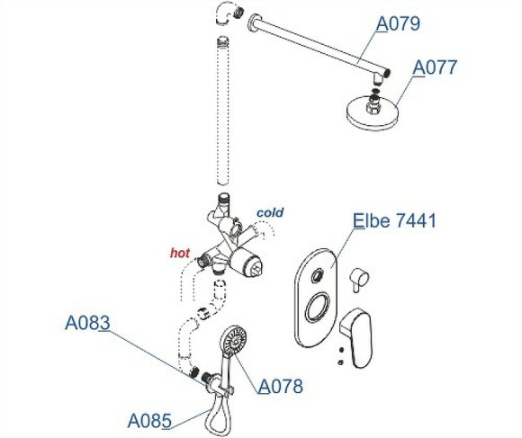 Душевая система WasserKRAFT Elbe A16777 Черная матовая Душевая система WasserKRAFT Elbe A16777 Черная матовая