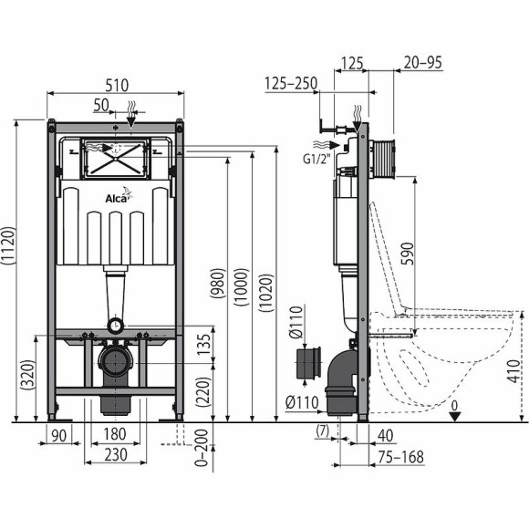 Комплект унитаза Damixa Jupiter DX77C1738SC с инсталляцией Alcaplast Sadromodul AM101/1120-3:1 RU M71-0001 с сиденьем Микролифт и клавишей смыва Хром