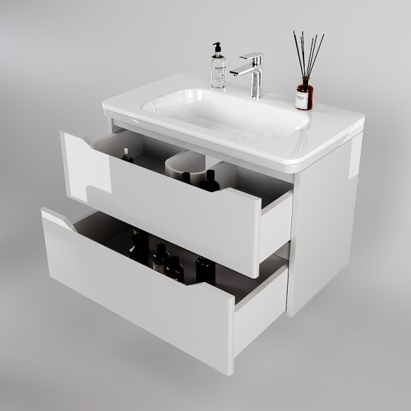 Тумба под раковину Style Line Марелла 80 Люкс Plus СС-00002411 подвесная Белый глянец антискрейтч Тумба под раковину Style Line Марелла 80 Люкс Plus СС-00002411 подвесная Белый глянец антискрейтч