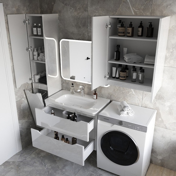 Тумба под раковину Style Line Марелла 80 Люкс Plus СС-00002411 подвесная Белый глянец антискрейтч Тумба под раковину Style Line Марелла 80 Люкс Plus СС-00002411 подвесная Белый глянец антискрейтч