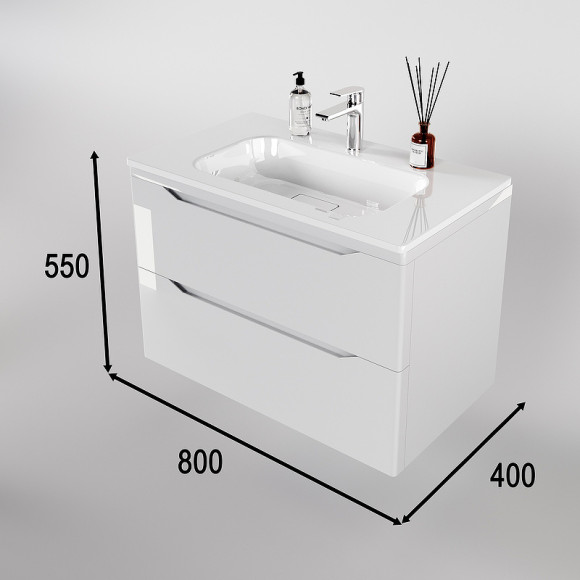 Тумба под раковину Style Line Марелла 80 Люкс Plus СС-00002411 подвесная Белый глянец антискрейтч Тумба под раковину Style Line Марелла 80 Люкс Plus СС-00002411 подвесная Белый глянец антискрейтч