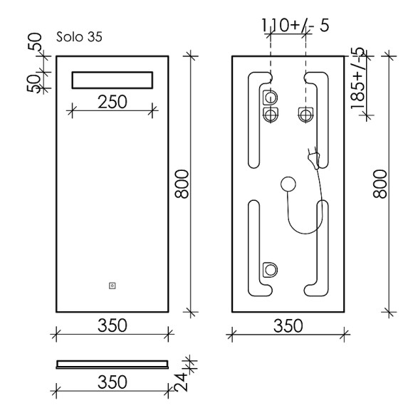 Зеркало Sancos Solo 35 SL35 с подсветкой с сенсорным выключателем