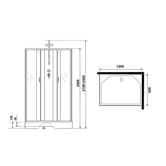 Душевая кабина Niagara Classic 120х80 NG-43285-14QBKTG с гидромассажем Душевая кабина Niagara Classic 120х80 NG-43285-14QBKTG с гидромассажем
