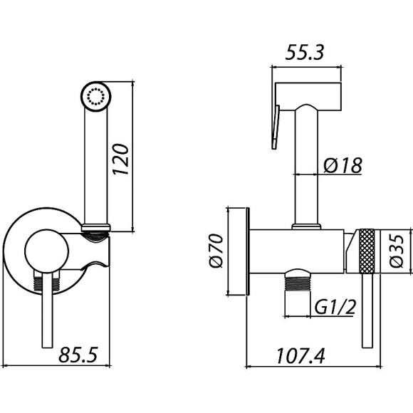 Гигиенический душ со смесителем Allen Brau Priority 5.31A29-31 Черный матовый Гигиенический душ со смесителем Allen Brau Priority 5.31A29-31 Черный матовый