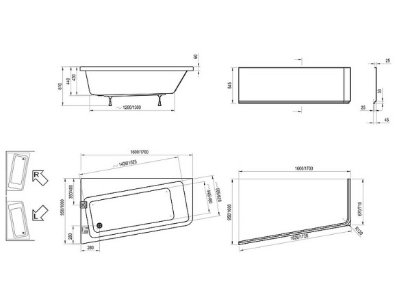 Акриловая ванна Ravak 10° 170x100 L C811000000 без гидромассажа Акриловая ванна Ravak 10° 170x100 L C811000000 без гидромассажа