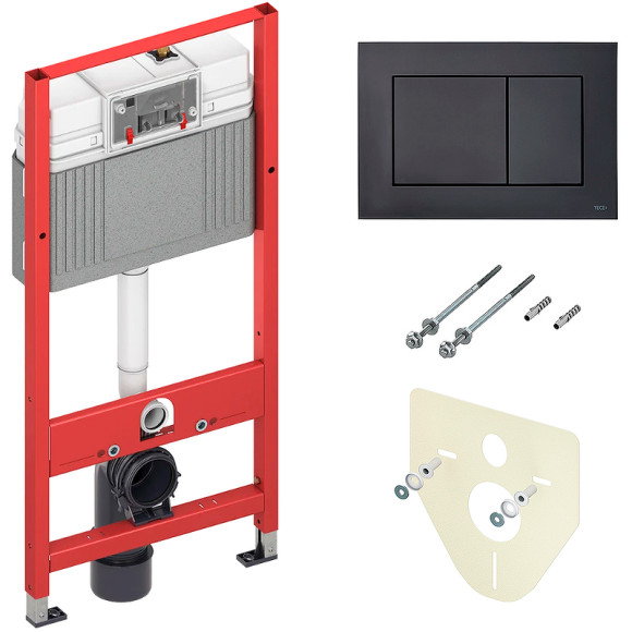 Комплект унитаза BelBagno Uno BB3105CHR/SC с инсталляцией Tece Now 9400414 с сиденьем Микролифт и Черной матовой клавишей смыва