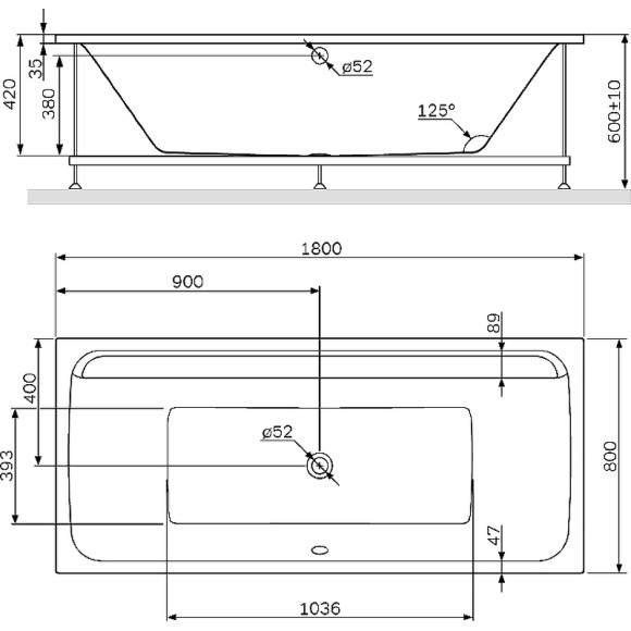 Акриловая ванна AM.PM Inspire V2.0 180x80 без гидромассажа