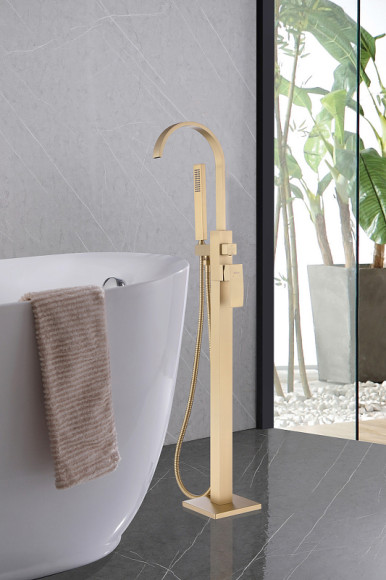 Смеситель для ванны Abber Wasserfall AF8615G Золото матовое Смеситель для ванны Abber Wasserfall AF8615G Золото матовое