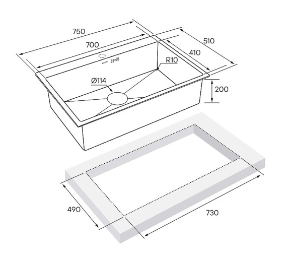Кухонная мойка Paulmark Kroner 75 PM217551-GM Вороненая сталь Кухонная мойка Paulmark Kroner 75 PM217551-GM Вороненая сталь