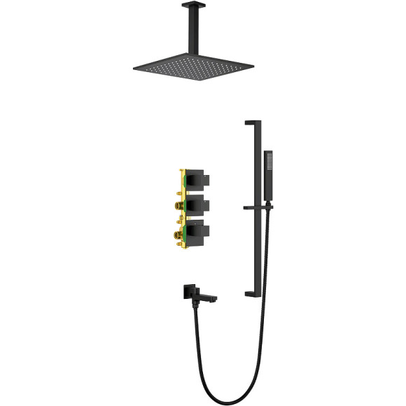 Душевая система Timo Selene SX-2239/03SM с термостатом Черный матовый