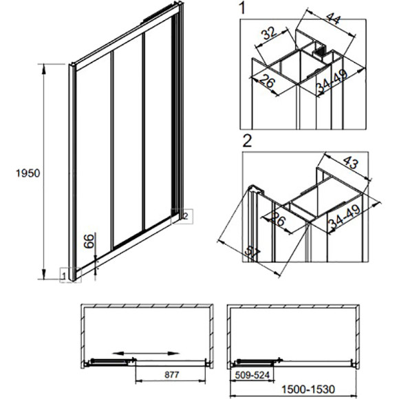 Душевая дверь Veconi Vianno VN-31 150 VN31-150-01-C5 профиль Хром стекло прозрачное Душевая дверь Veconi Vianno VN-31 150 VN31-150-01-C5 профиль Хром стекло прозрачное