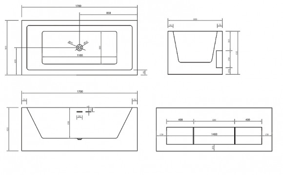Акриловая ванна Abber 170х80 AB9339-1.7 без гидромассажа Акриловая ванна Abber 170х80 AB9339-1.7 без гидромассажа