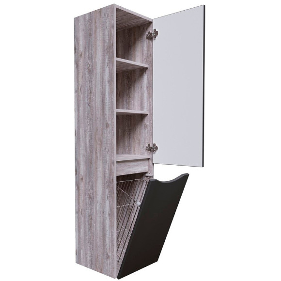 Шкаф пенал Grossman Талис 35 303507 подвесной с бельевой корзиной Бетон пайн Серый Шкаф пенал Grossman Талис 35 303507 подвесной с бельевой корзиной Бетон пайн Серый