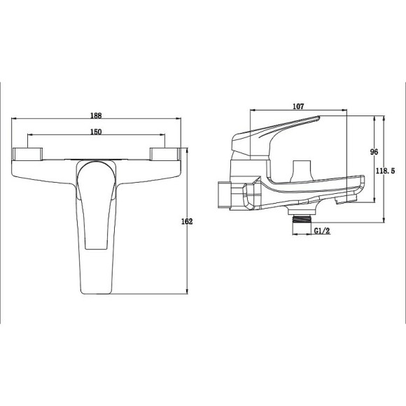Смеситель для ванны Kaiser Clever 76022 Хром