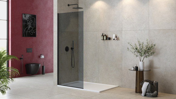 Душевая перегородка Cezares Liberta 90 LIBERTA-L-1-TB-90-GR-NERO профиль Черный матовый стекло серое Душевая перегородка Cezares Liberta 90 LIBERTA-L-1-TB-90-GR-NERO профиль Черный матовый стекло серое