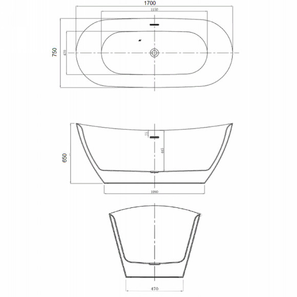 Акриловая ванна Azario Goldfield 170х75 GOL17075 без гидромассажа Акриловая ванна Azario Goldfield 170х75 GOL17075 без гидромассажа