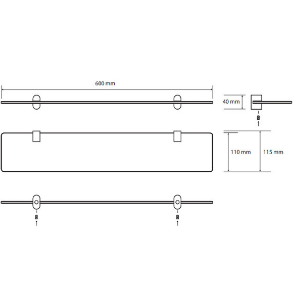 Стеклянная полка Bemeta Organic 157102241 Хром Стеклянная полка Bemeta Organic 157102241 Хром