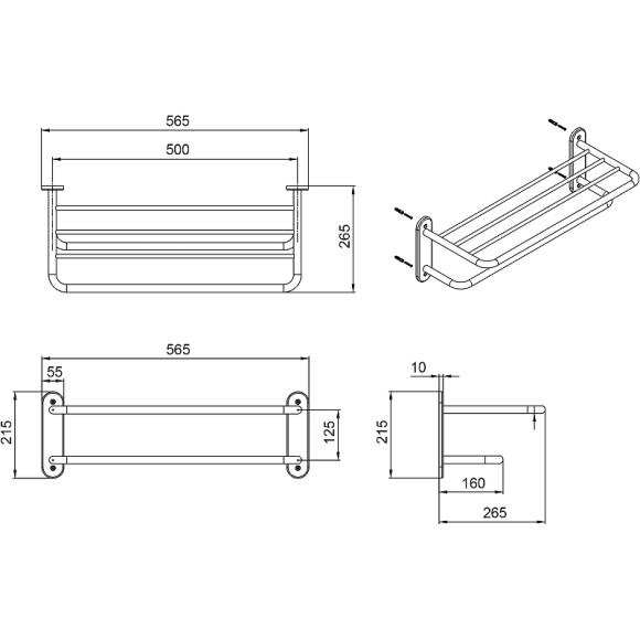 Полка для полотенец Fixsen Hotel FX-31015A Хром