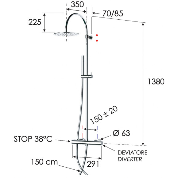 Душевая система Remer Elegance EQ37330L с термостатом Хром Душевая система Remer Elegance EQ37330L с термостатом Хром