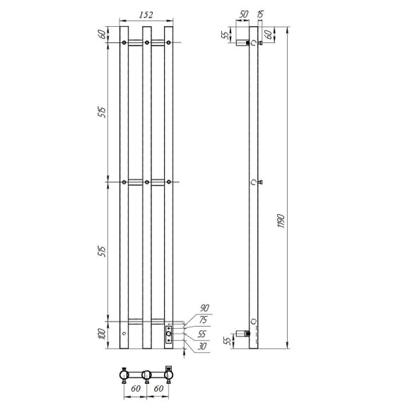 Электрический полотенцесушитель Point Деметра PN12822W П3 120x1200 диммер справа Белый Электрический полотенцесушитель Point Деметра PN12822W П3 120x1200 диммер справа Белый