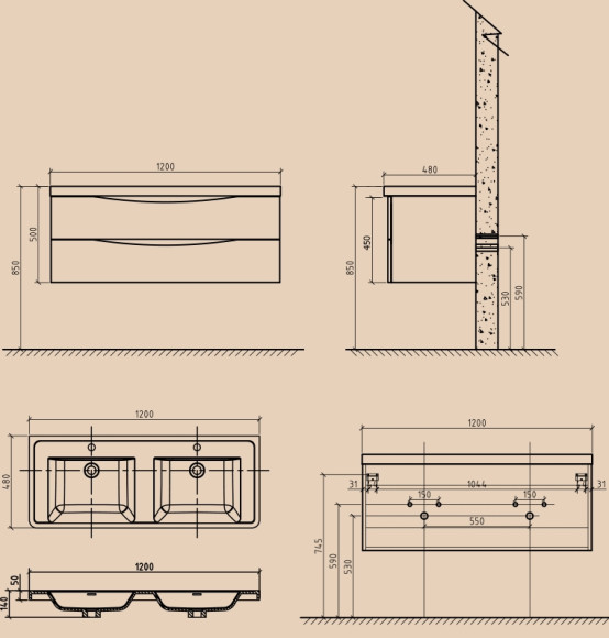 Тумба под раковину BelBagno Ancona-N 120 2 ANCONA-N-1200-2C-SO-2-RW подвесная Rovere moro Тумба под раковину BelBagno Ancona-N 120 2 ANCONA-N-1200-2C-SO-2-RW подвесная Rovere moro