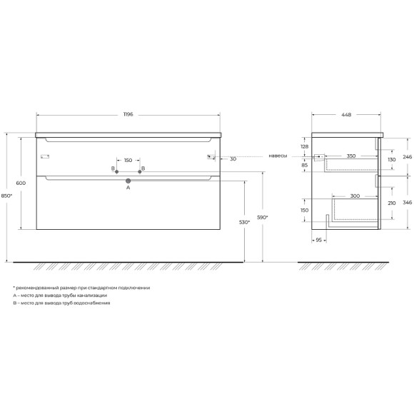 Тумба под раковину BelBagno Etna-H60 120 ETNA-H60-1200-2C-SO-BL-P подвесная Bianco Lucido Тумба под раковину BelBagno Etna-H60 120 ETNA-H60-1200-2C-SO-BL-P подвесная Bianco Lucido