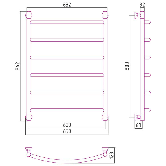 Водяной полотенцесушитель Сунержа Галант+ 800х600 00-0200-8060 Хром Водяной полотенцесушитель Сунержа Галант+ 800х600 00-0200-8060 Хром