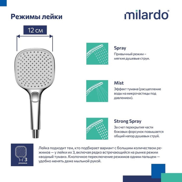 Ручной душ Milardo Ideal Spa 3F ILS3FC0M18 Хром