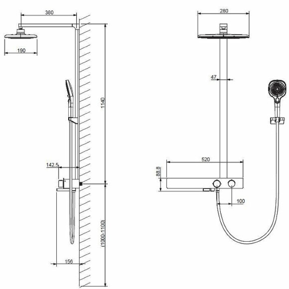 Душевая система Vincea Inspire VSFS-3I13TCH с термостатом Хром