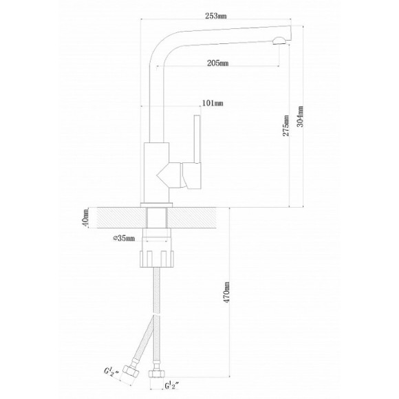 Смеситель для кухни Florentina Дельта 313.06H.1123.102 Черный Смеситель для кухни Florentina Дельта 313.06H.1123.102 Черный