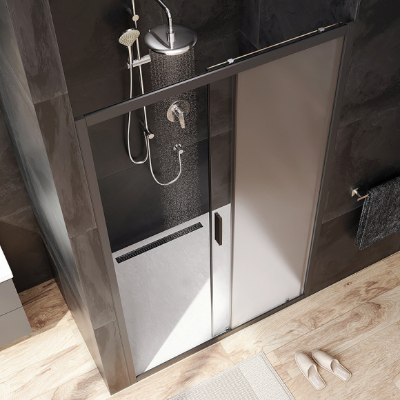 Душевая дверь AM.PM Gem 120 W90G-120-1-195BM профиль Черный матовый стекло матовое-прозрачное Душевая дверь AM.PM Gem 120 W90G-120-1-195BM профиль Черный матовый стекло матовое-прозрачное