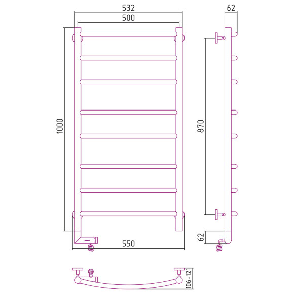 Электрический полотенцесушитель Сунержа Галант 2.0 1000x500 L 00-5200-1050 Хром Электрический полотенцесушитель Сунержа Галант 2.0 1000x500 L 00-5200-1050 Хром