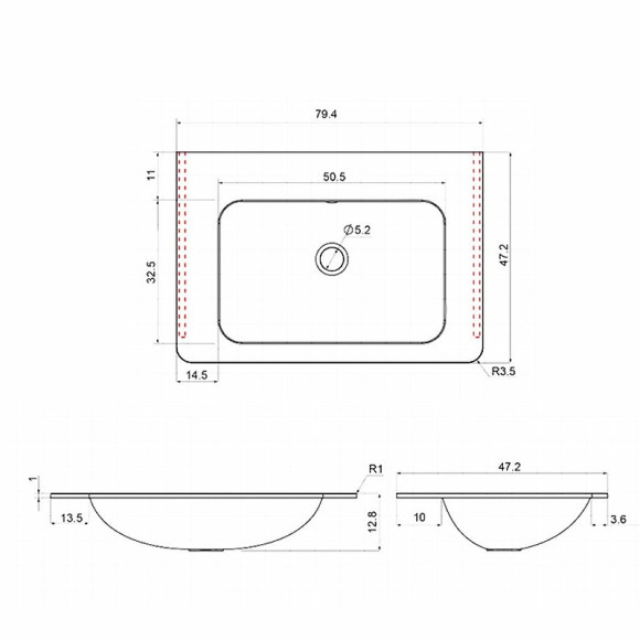 Раковина Vincea 80 VCB-2VP800G Серая