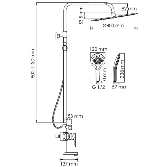 Душевая система WasserKRAFT A166.117.101.010.CH Хром Душевая система WasserKRAFT A166.117.101.010.CH Хром