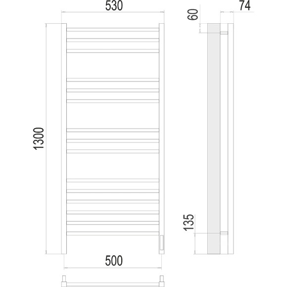 Электрический полотенцесушитель Terminus Сицилия П15 500х1300 4670078526304 Хром