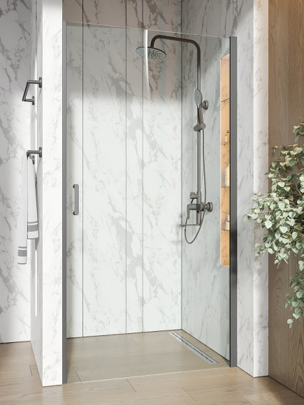 Душевая дверь Orange E05-100tb 100х190 профиль Черный стекло прозрачное Душевая дверь Orange E05-100tb 100х190 профиль Черный стекло прозрачное