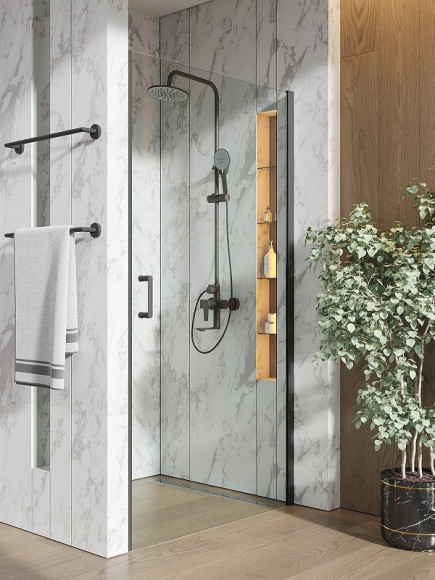 Душевая дверь Orange E05-100tb 100х190 профиль Черный стекло прозрачное Душевая дверь Orange E05-100tb 100х190 профиль Черный стекло прозрачное