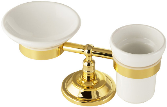 Стакан для зубных щеток с мыльницей Migliore Mirella 17325 Золото