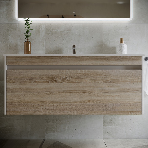 Тумба под раковину Sancos Smart 120 SM120-1E подвесная Дуб Бардолино Белая Тумба под раковину Sancos Smart 120 SM120-1E подвесная Дуб Бардолино Белая